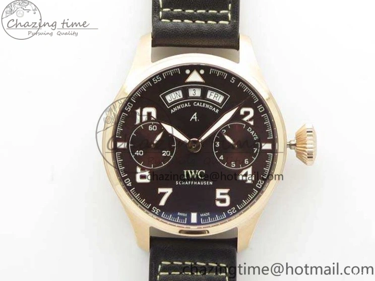 MIROTIME 0226 Popular Big Pilot Real PR IW502706 RG YLF 1:1 Best Edition Brown Dial On Calfskin Strap A 7223